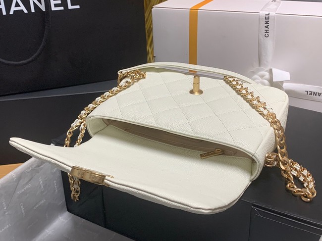 Chanel Grained Calfskin Shoulder Bag AS3103 white