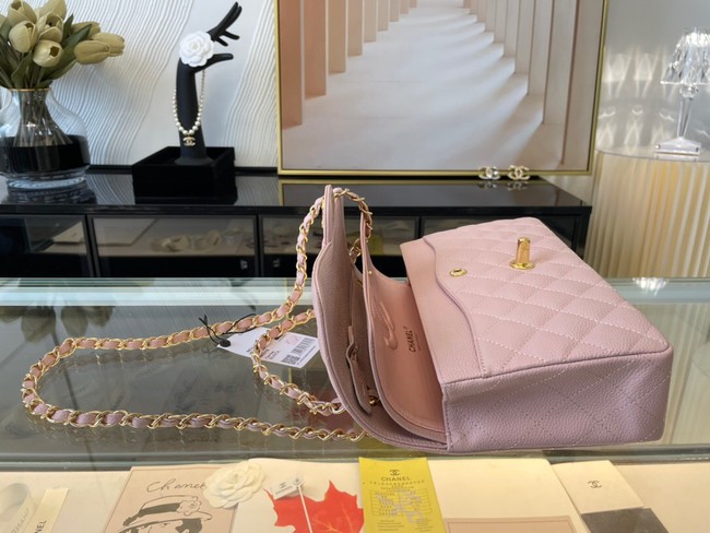 Chanel classic handbag Grained Calfskin gold-Tone Metal 01112 Cherry Blossom powder