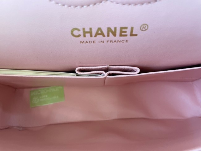 Chanel classic handbag Grained Calfskin gold-Tone Metal 01112 Cherry Blossom powder