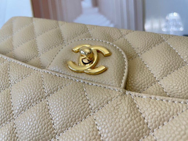 Chanel classic handbag Grained Calfskin&gold Metal 01112 apricot