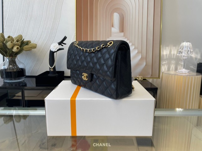 Chanel classic handbag Grained Calfskin&gold Metal 01112 black