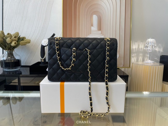 Chanel classic handbag Grained Calfskin&gold Metal 01112 black