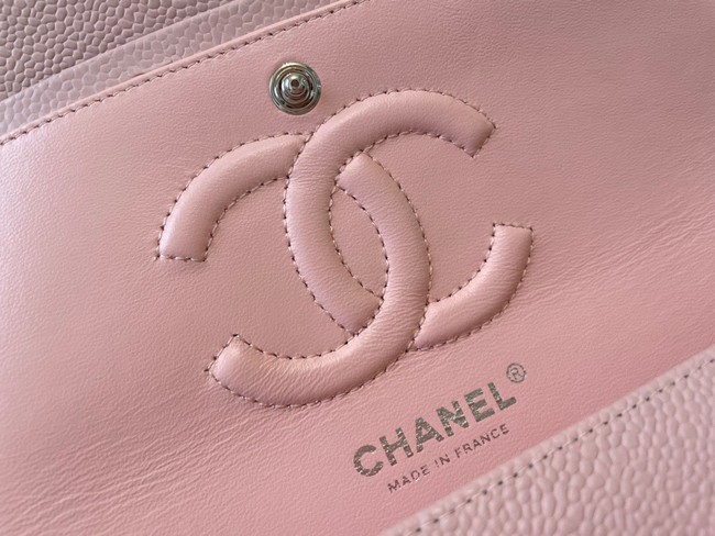 Chanel classic handbag Grained Calfskin&silver Metal 01112 Cherry Blossom powder