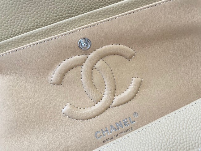 Chanel classic handbag Grained Calfskin&silver Metal 01112 apricot