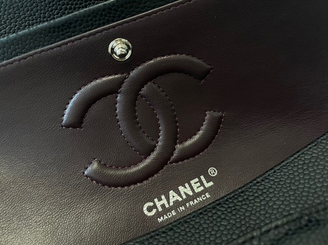 Chanel classic handbag Grained Calfskin&silver Metal 01112 black