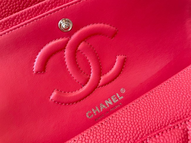 Chanel classic handbag Grained Calfskin&silver Metal 01112 red