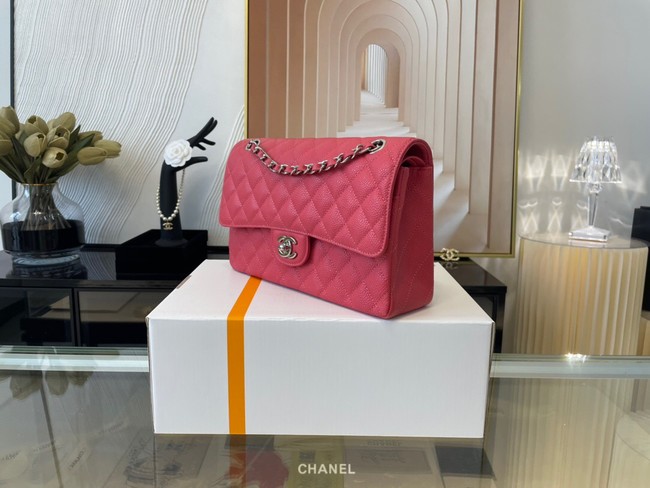 Chanel classic handbag Grained Calfskin&silver Metal 01112 red