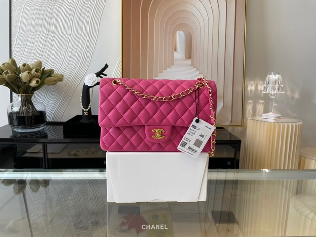 Chanel classic handbag Lambskin&gold Metal 01112 plum