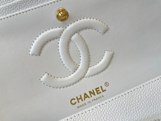 Chanel classic handbag Lambskin&gold Metal 01112 white