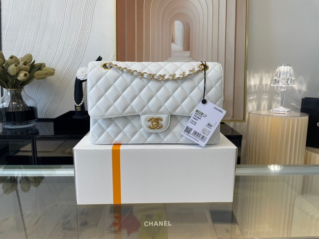 Chanel classic handbag Lambskin&gold Metal 01112 white