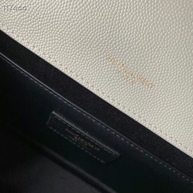 SAINT LAURENT ENVELOPE MEDIUM BAG IN MIX MATELASSe GRAIN DE POUDRE EMBOSSED LEATHER 600185 BLANC VINTAGE&GOLD