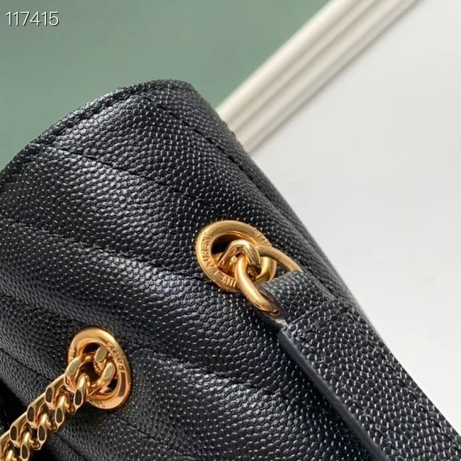 SAINT LAURENT ENVELOPE LARGE BAG IN MIX MATELASSE GRAIN DE POUDRE EMBOSSED LEATHER 600166 BLACK