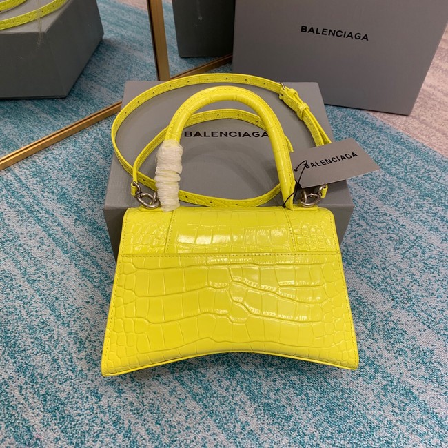 Balenciaga HOURGLASS SMALL TOP HANDLE BAG crocodile embossed calfskin B108895C yellow 