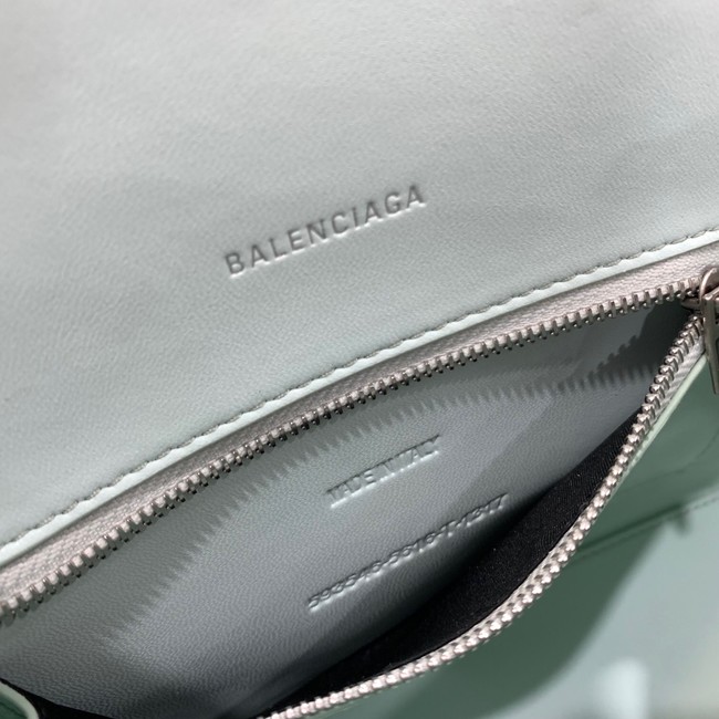 Balenciaga HOURGLASS SMALL TOP HANDLE BAG crocodile embossed calfskin B108895E light green