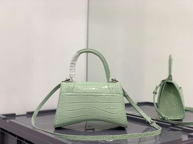 Balenciaga HOURGLASS SMALL TOP HANDLE BAG crocodile embossed calfskin B108895E light green