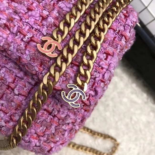 CHANEL Tweed Braided Calfskin & Gold-Tone Metal AS3114 plum