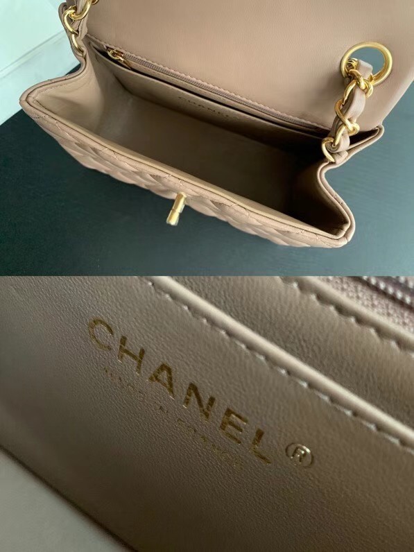 Chanel Flap Lambskin Shoulder Bag AS1115 Taupe