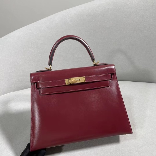 Hermes BOX Leather KL28 Burgundy