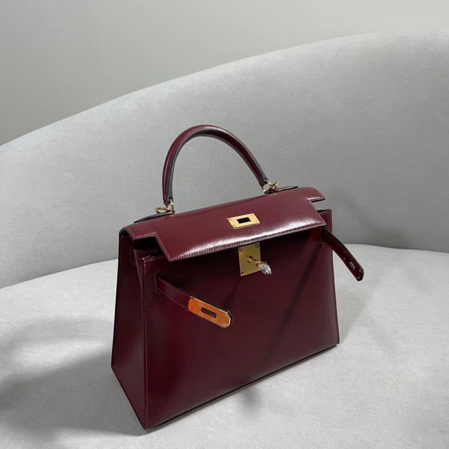 Hermes BOX Leather KL28 Burgundy