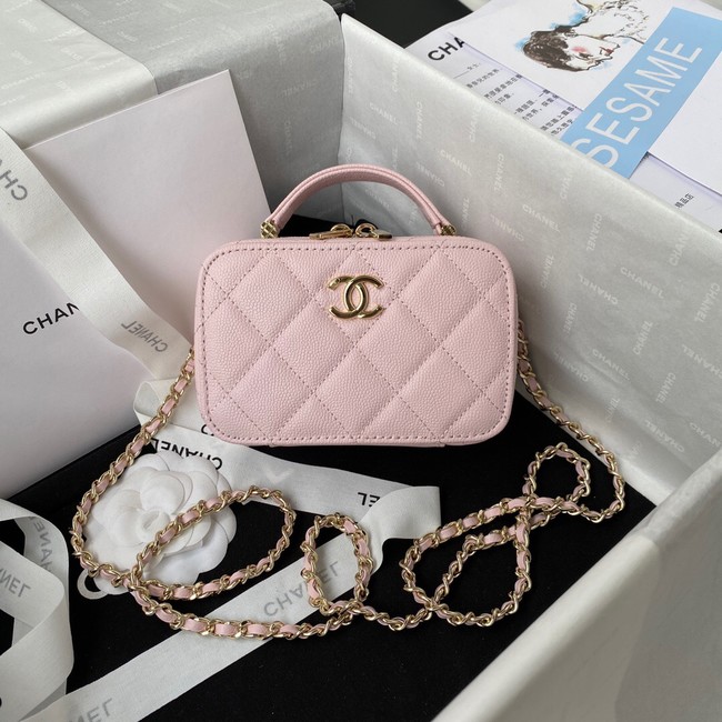 Chanel Grained Calfskin mini flap bag with top handle AS2431 pink