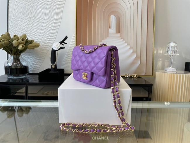 Chanel MINI Flap Bag Original Sheepskin Leather 1115 purple