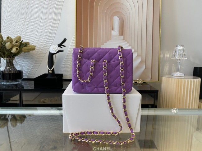 Chanel MINI Flap Bag Original Sheepskin Leather 1115 purple