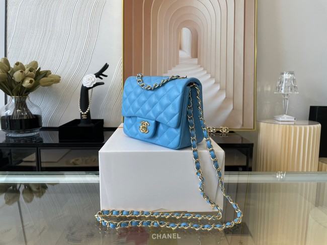 Chanel MINI Flap Bag Original Sheepskin Leather 1115 sky blue