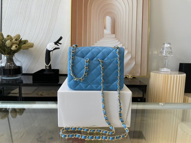 Chanel MINI Flap Bag Original Sheepskin Leather 1115 sky blue