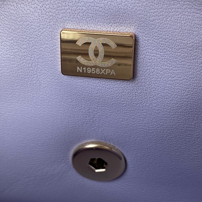 Chanel Sheepskin Leather mini flap bag with top handle AS2431 light purple