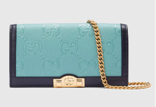Gucci GG wallet with chain 676155 Light blue