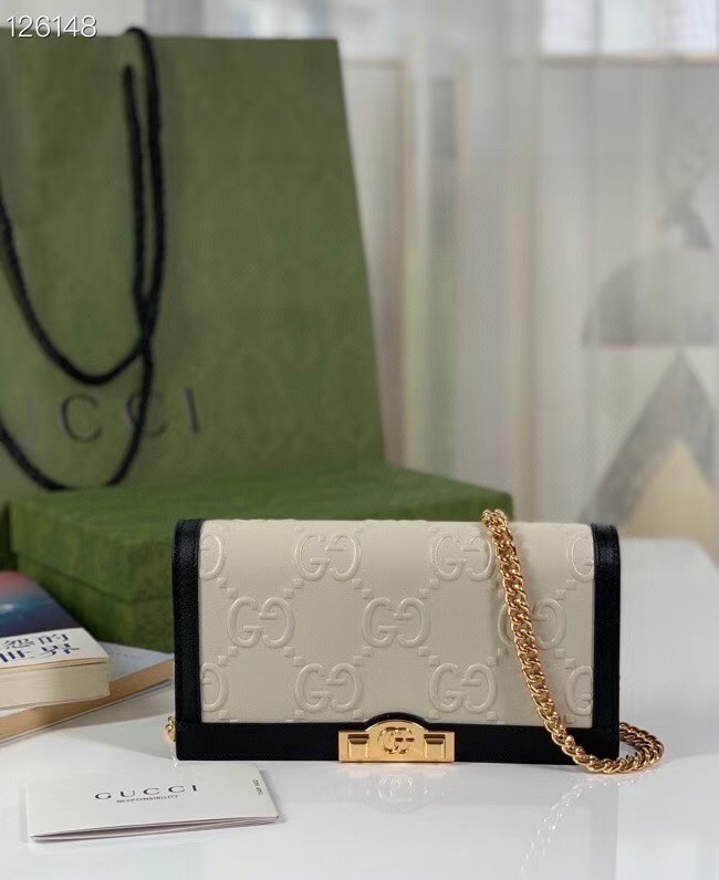 Gucci GG wallet with chain 676155 white