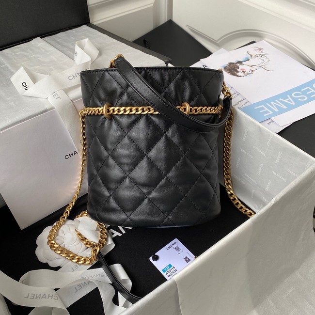 Chanel Drawstring Bag & Gold Metal AS3116 black