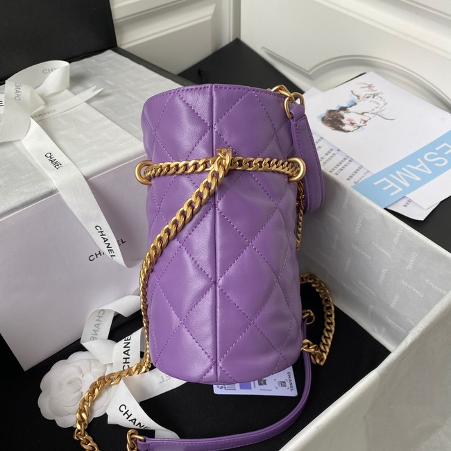 Chanel Drawstring Bag & Gold Metal AS3116 purple