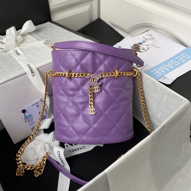 Chanel Drawstring Bag & Gold Metal AS3116 purple