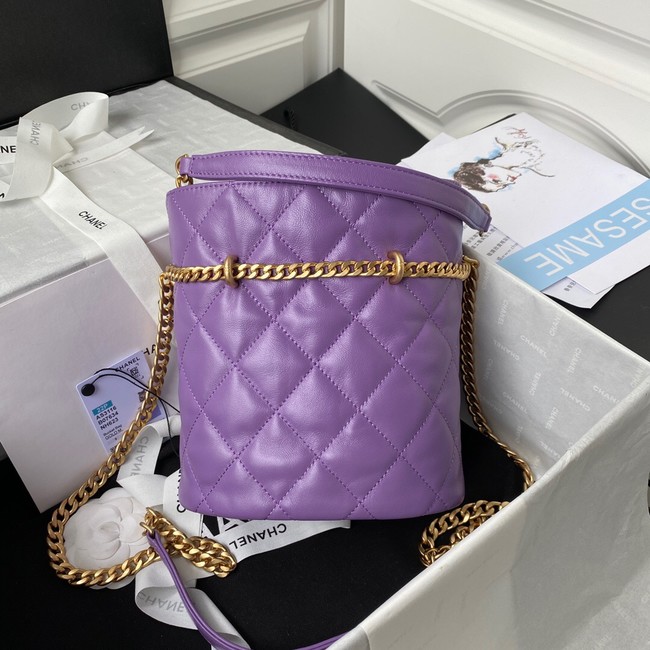 Chanel Drawstring Bag & Gold Metal AS3116 purple