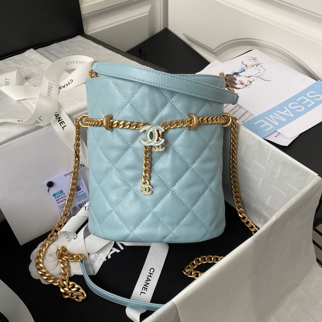 Chanel Drawstring Bag & Gold Metal AS3116 sky blue