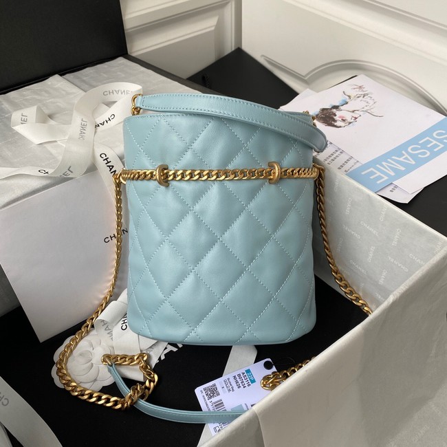 Chanel Drawstring Bag & Gold Metal AS3116 sky blue