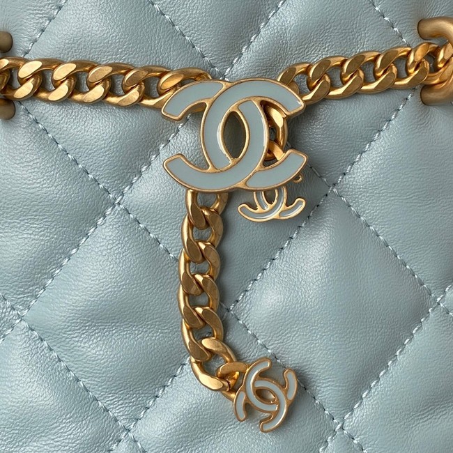 Chanel Drawstring Bag & Gold Metal AS3116 sky blue