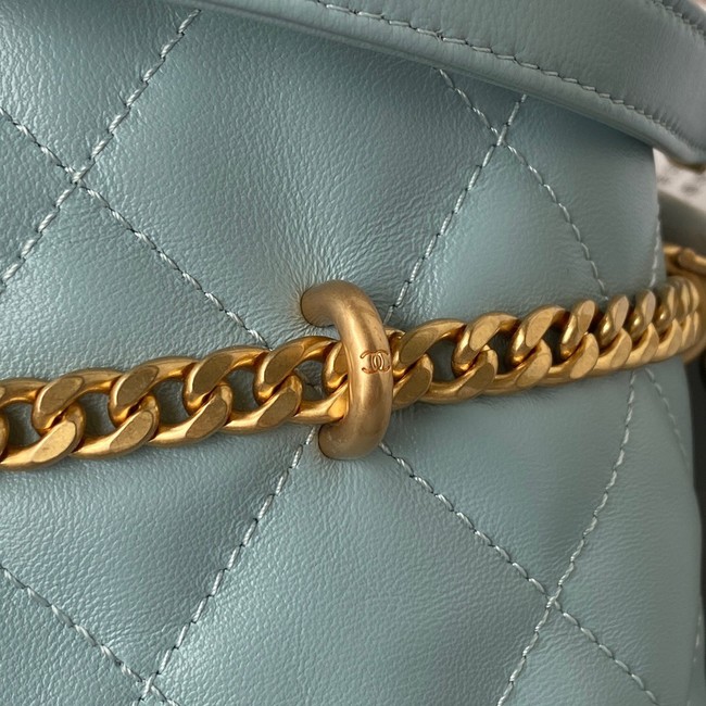 Chanel Drawstring Bag & Gold Metal AS3116 sky blue