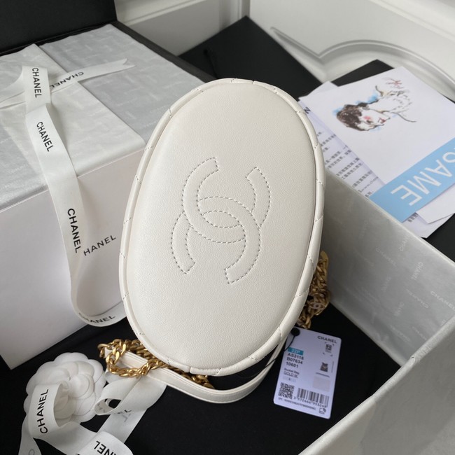 Chanel Drawstring Bag & Gold Metal AS3116 white