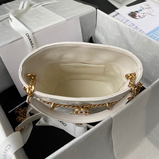 Chanel Drawstring Bag & Gold Metal AS3116 white