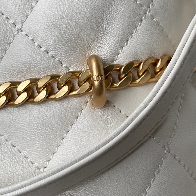 Chanel Drawstring Bag & Gold Metal AS3116 white