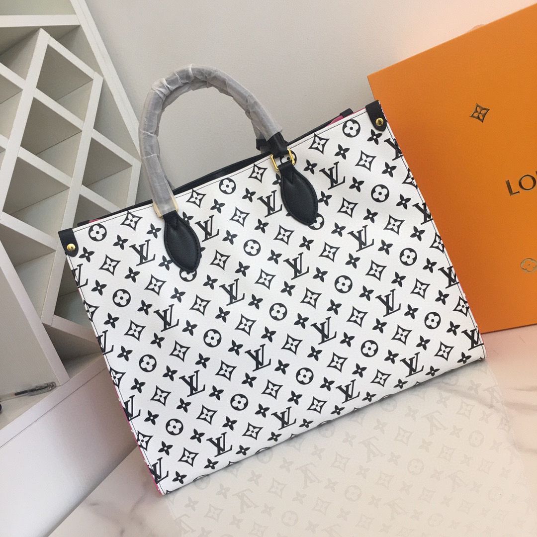 Louis Vuitton Original Leather ONTHEGO MM M46060 Black & White & Pink