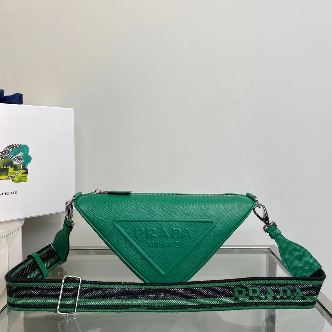 Prada Leather Triangle shoulder bag 2EV055 green