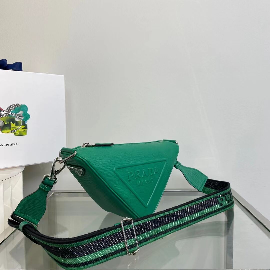 Prada Leather Triangle shoulder bag 2EV055 green