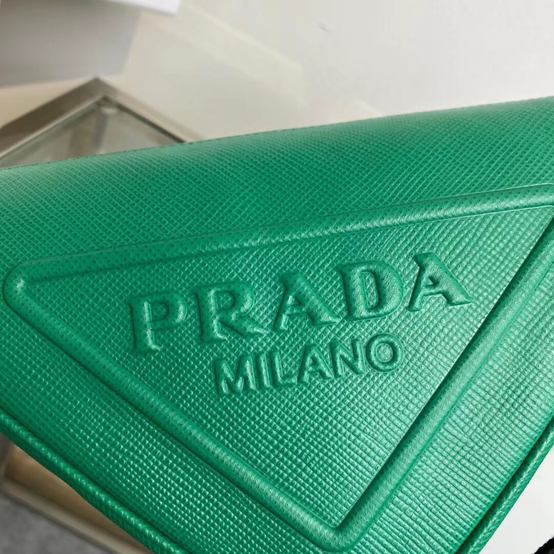 Prada Leather Triangle shoulder bag 2EV055 green