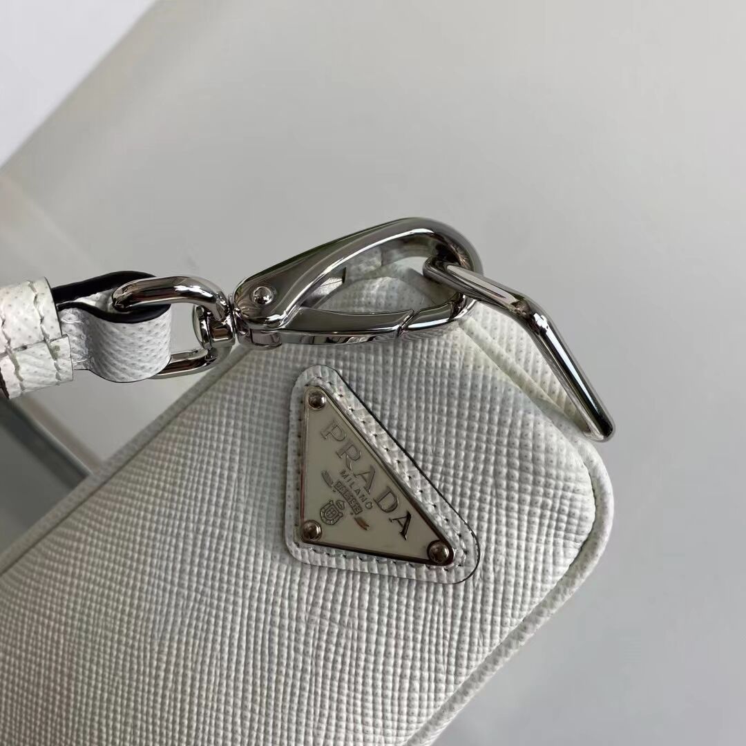 Prada Leather Triangle shoulder bag 2EV055 white