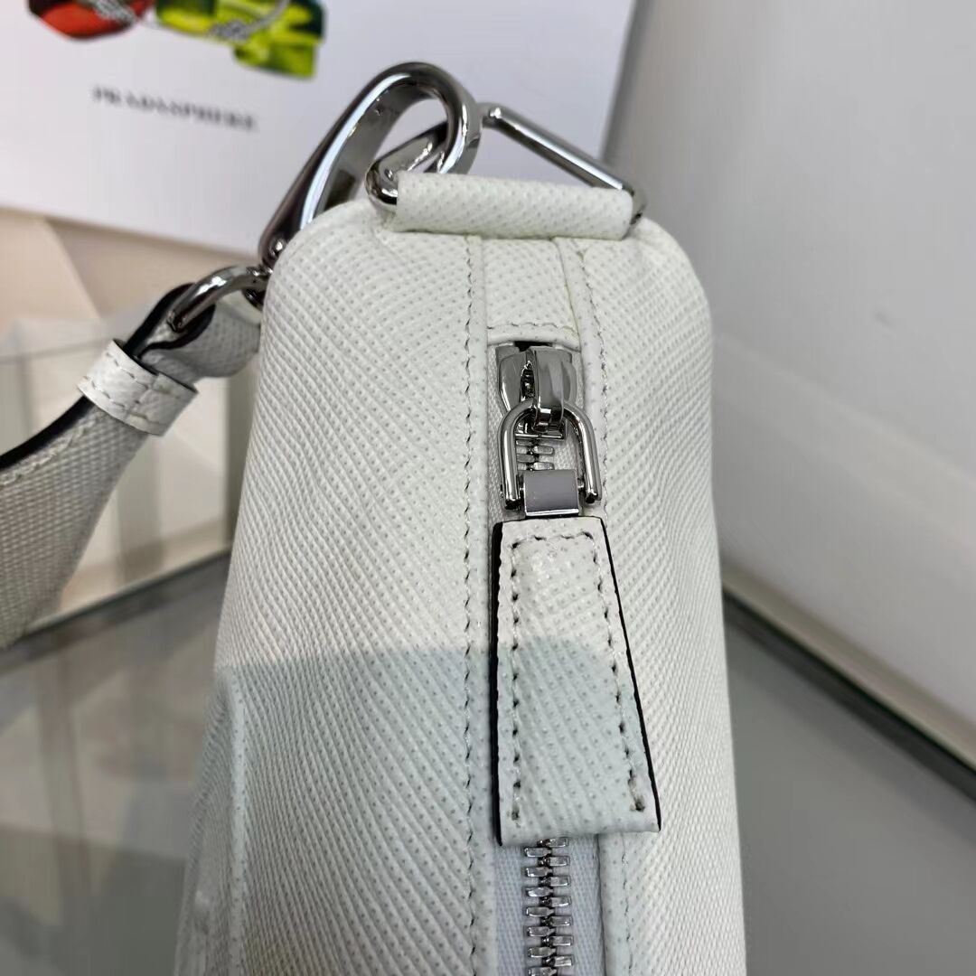 Prada Leather Triangle shoulder bag 2EV055 white