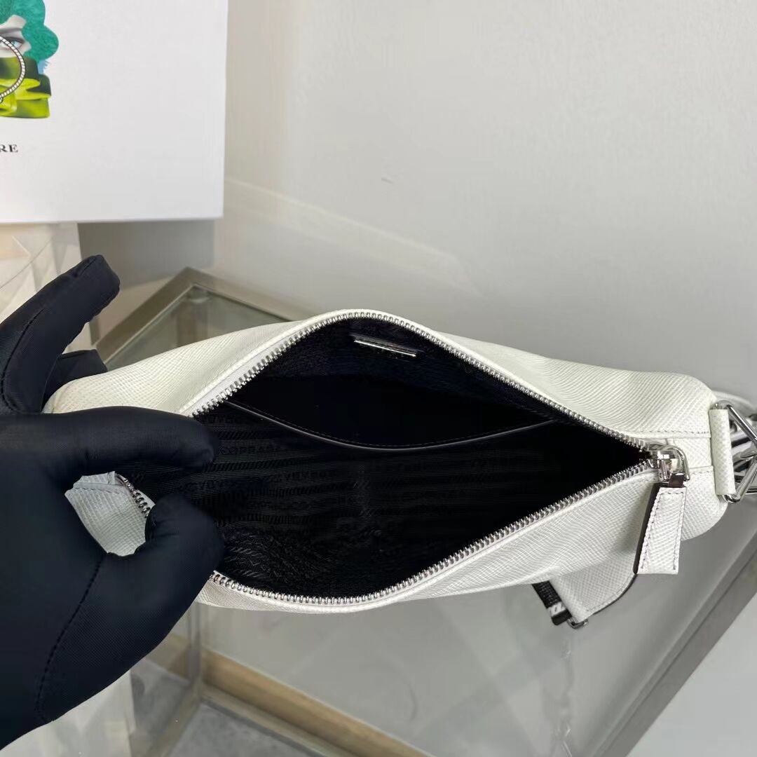 Prada Leather Triangle shoulder bag 2EV055 white