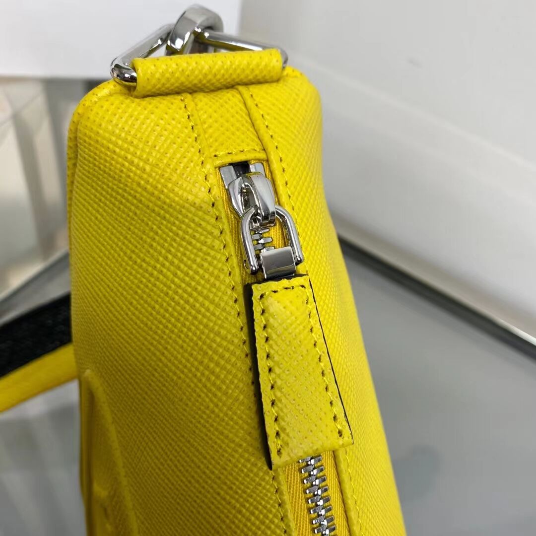 Prada Leather Triangle shoulder bag 2EV055 yellow